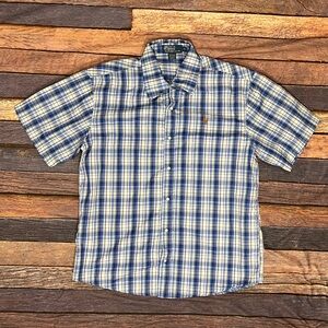Polo Ralph Lauren Mens Plaid Pearl Snap Button Down Short Sleeve Shirt